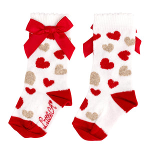 AW24 Little A HAYDEN Snow White Heart Print Knee High Socks