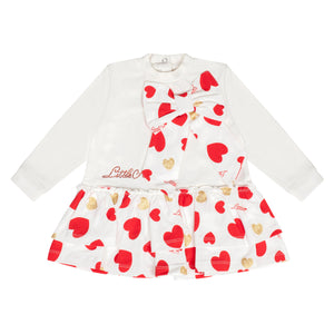 AW24 Little A HANNAH Snow White Heart Print Bow Dress