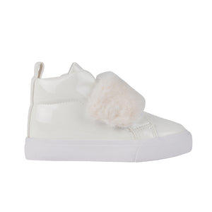 AW24 Little A FUREVER Snow White Faux Fur Strap Hi Top Shoes