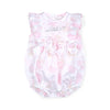 SS25 Little A AMIRA White & Pink Bunny Print Logo Bow Frill Romper