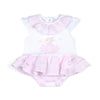 SS25 Little A ANNIE White & Pink Bunny Seersucker Frill Romper