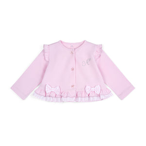 SS25 Little A ASHLEIGH Pink Bow Frill Cardigan