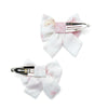 SS25 Little A AFIA White & Pink Bunny Print Bow Hairclips