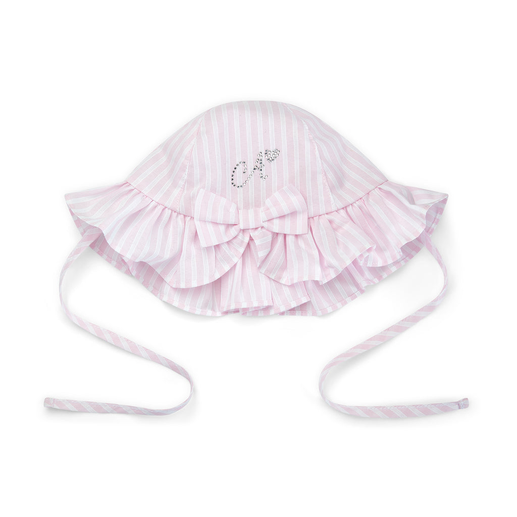 SS25 Little A AURORA Pink & White Striped Bow Sunhat