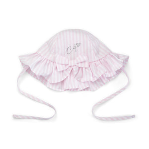 SS25 Little A AURORA Pink & White Striped Bow Sunhat