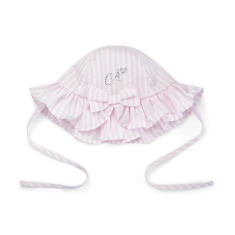 SS25 Little A AURORA Pink & White Striped Bow Sunhat