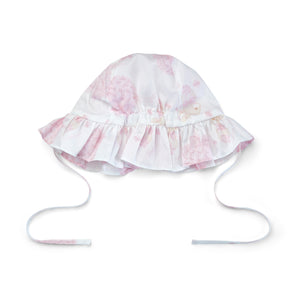 SS25 Little A AURORA White & Pink Bunny Print Bow Sunhat