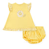 SS25 Little A AMY Yellow & White Daisy Logo Frill Dress With Knickers