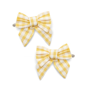 SS25 Little A AFIA Yellow & White Check Bow Hairclips