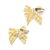 SS25 Little A AFIA Yellow & White Check Bow Hairclips