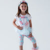 SS25 Daga White Pink & Turquoise Circle Bows Logo Frill Leggings Set