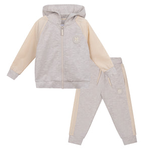 AW24 Mitch & Son ALBIE & ASHER Beige Logo Zipper Three Piece Hoody Tracksuit