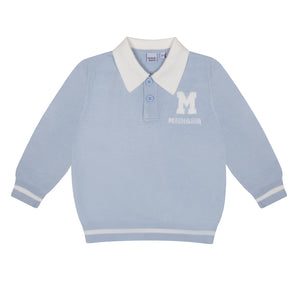 AW24 Mitch & Son ANDRE & ARDEN Pale Blue Knitted Polo Top & Twill Trouser Set