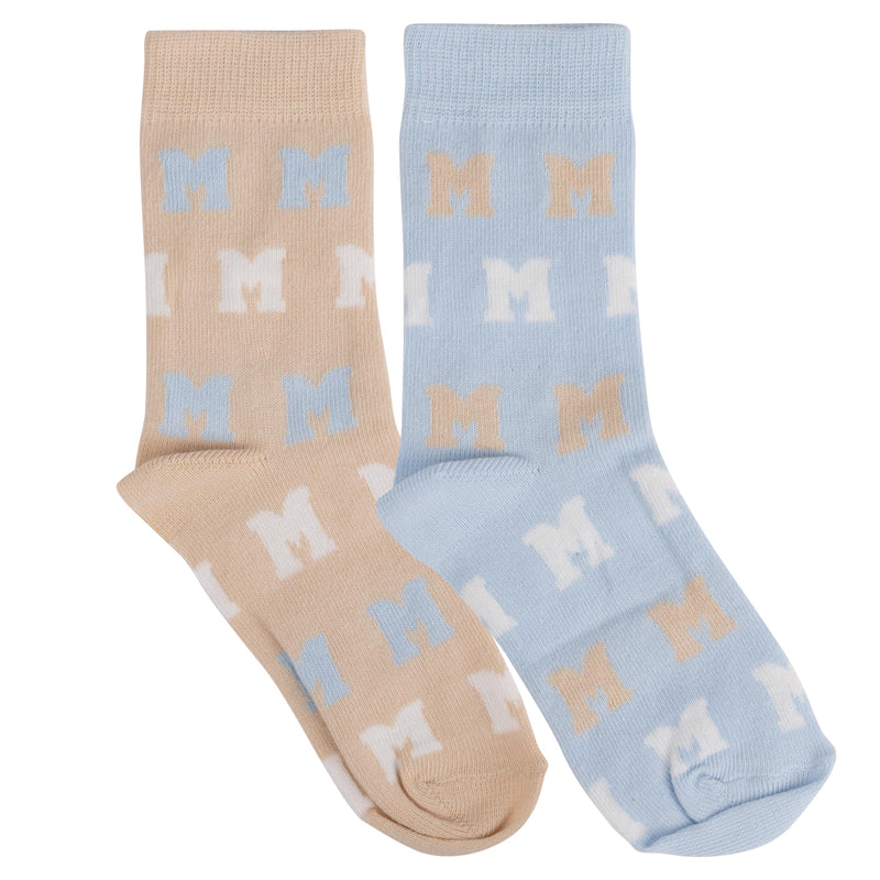 AW24 Mitch & Son ANWAR Pale Blue Logo Two Pack Of Socks