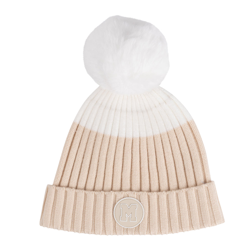 AW24 Mitch & Son ALLY Beige Logo Knitted Pom Pom Hat