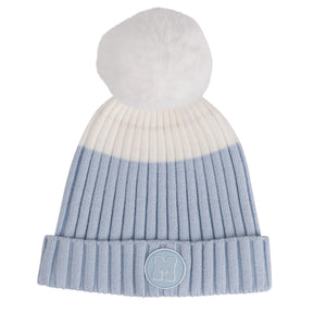 AW24 Mitch & Son ALLY Pale Blue Logo Knitted Pom Pom Hat