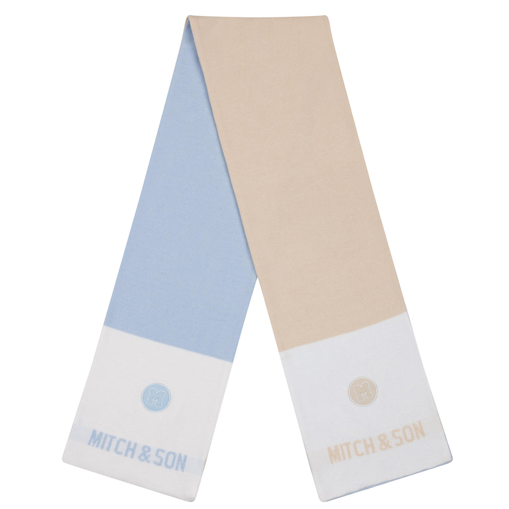 AW24 Mitch & Son AXWELL Pale Blue & Beige Reversible Scarf