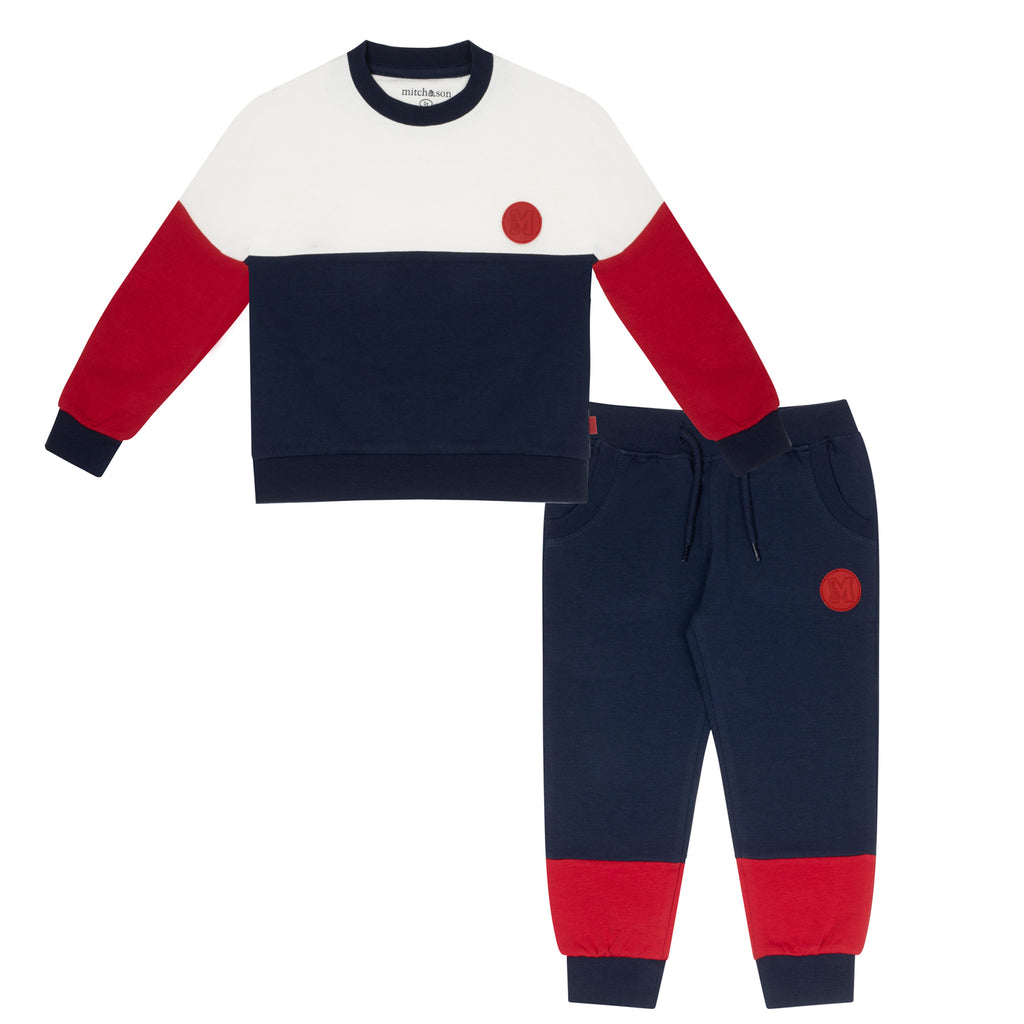 AW24 Mitch & Son BOBBY Navy Blue Logo Colour Block Tracksuit