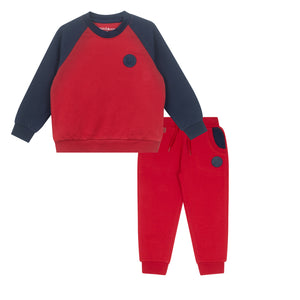 AW24 Mitch & Son BRIAN Red & Navy Logo Colour Block Tracksuit