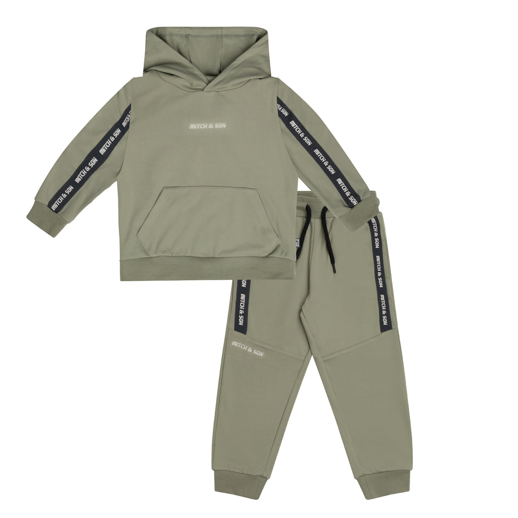 AW24 Mitch & Son Junior CARSON Khaki Tape Detail Hoody Tracksuit