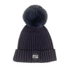 AW24 Mitch & Son Junior CADEN Dark Grey Faux Fur Logo Pom Pom Hat