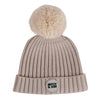 AW24 Mitch & Son Junior CADEN Stone Grey Faux Fur Logo Pom Pom Hat