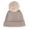 AW24 Mitch & Son Junior CADEN Stone Grey Faux Fur Logo Pom Pom Hat