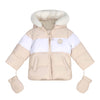 AW24 Mitch & Son Mini DAN Beige Faux Fur Padded Jacket With Mittens