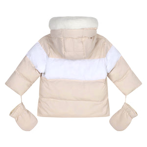 AW24 Mitch & Son Mini DAN Beige Faux Fur Padded Jacket With Mittens