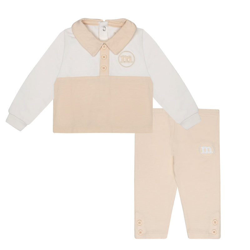 AW24 Mitch & Son Mini DONNY Beige Polo Top & Trousers Set