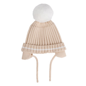 AW24 Mitch & Son Mini DYLAN Beige Knitted Pom Pom Hat