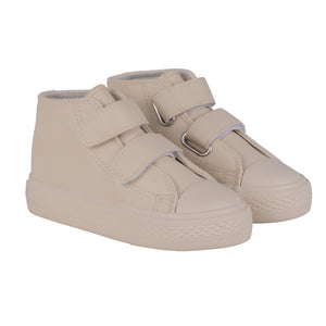 AW24 Mitch & Son DOUBLE V Beige Velcro Hi Top Trainers