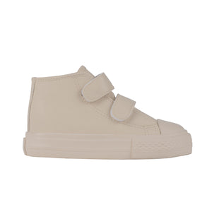 AW24 Mitch & Son DOUBLE V Beige Velcro Hi Top Trainers