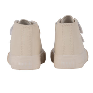 AW24 Mitch & Son DOUBLE V Beige Velcro Hi Top Trainers