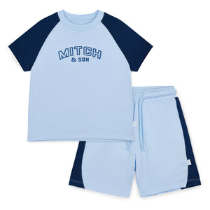 SS25 Mitch & Son FELIX Blue Poly Logo Soft Shorts Set