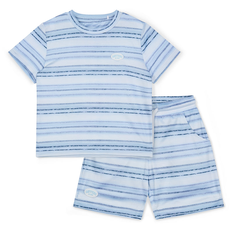 SS25 Mitch & Son FERNANDO Blue Striped Soft Shorts Set