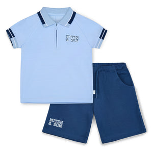 SS25 Mitch & Son FORD Blue Logo Polo Shorts Set