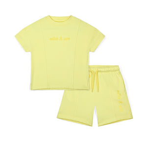 SS25 Mitch & Son GRIFFIN Yellow Pin Tuck Sweat Shorts Set