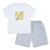 SS25 Mitch & Son GINO White Grey & Yellow Square Logo Soft Shorts Set