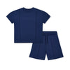 SS25 Mitch & Son Junior HARPER Navy Blue Drop Shoulder Pin Tuck Shorts Set