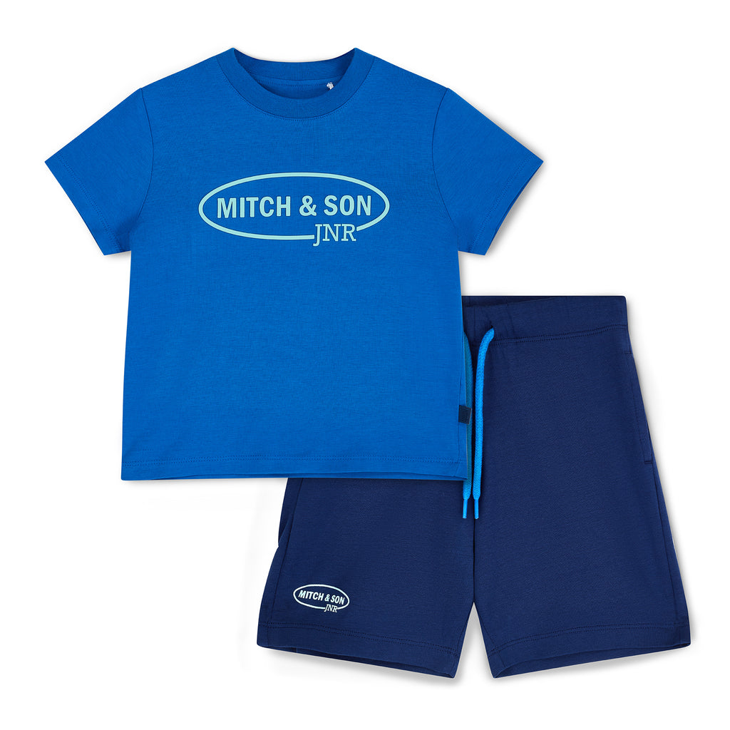 SS25 Mitch & Son Junior HUDSON Blue Badge Logo Soft Shorts Set