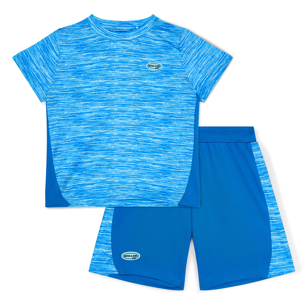 SS25 Mitch & Son Junior HECTOR Blue Space Dye Poly Shorts Set