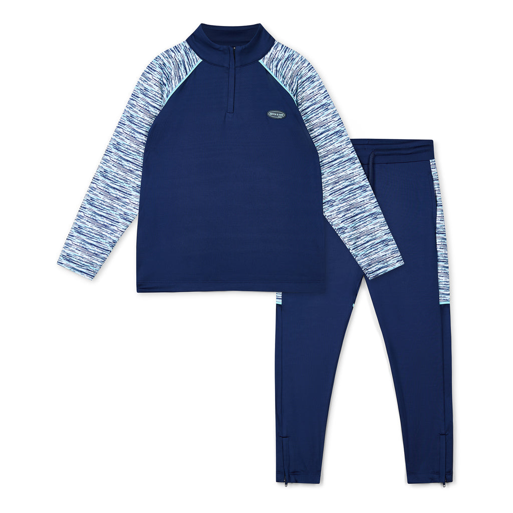 SS25 Mitch & Son Junior HARRISON Navy Blue Space Dye Poly Tracksuit