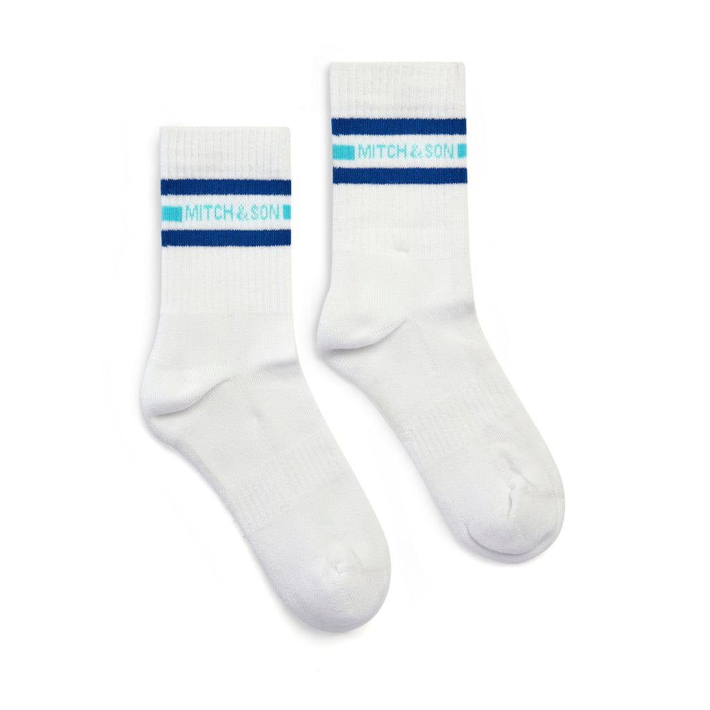 SS25 Mitch & Son Junior HARLEM Blue & White Logo Sports Socks