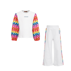 SS25 Missoni White Multicoloured Logo Sweatshirt & Joggers Set