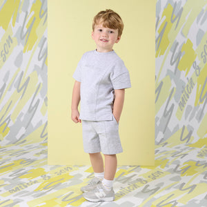 SS25 Mitch & Son GRIFFIN Grey Pin Tuck Sweat Shorts Set