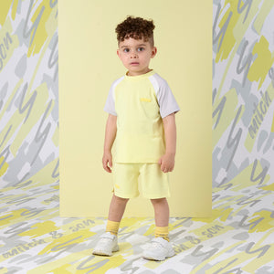 SS25 Mitch & Son GREGORY Yellow & Grey Poly Soft Shorts Set