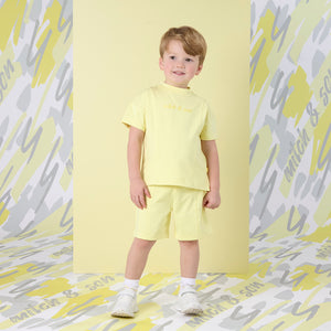 SS25 Mitch & Son GRIFFIN Yellow Pin Tuck Sweat Shorts Set