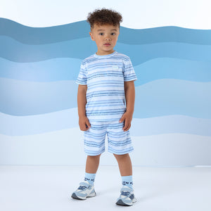 SS25 Mitch & Son FERNANDO Blue Striped Soft Shorts Set