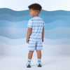 SS25 Mitch & Son FERNANDO Blue Striped Soft Shorts Set